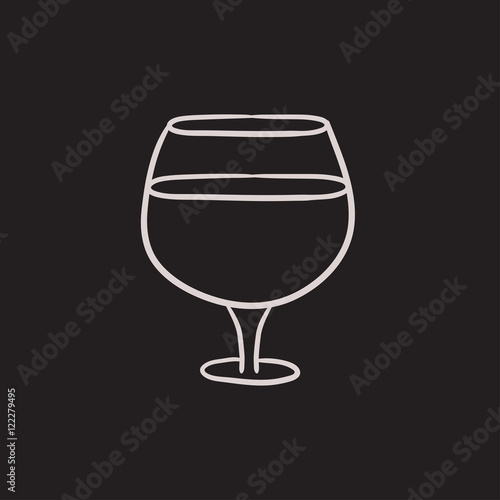 Glass of wine sketch icon.