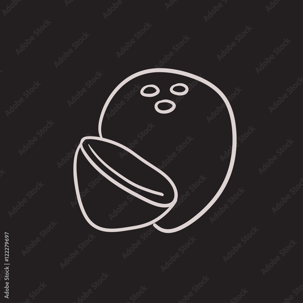 Obraz premium Coconut sketch icon.