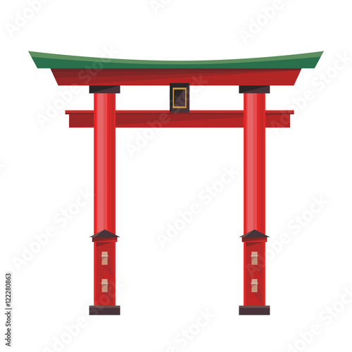 Japanese gate icon isolated on white background
