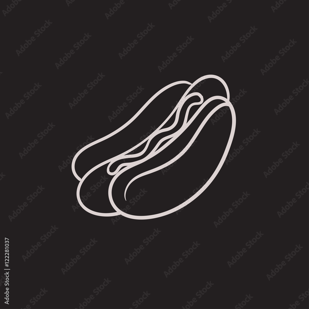 Hotdog sketch icon. Hotdog sketch icon.