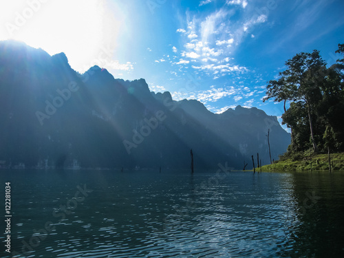 Scenic and unique landscape at Chieou Laan lake, Thailand photo