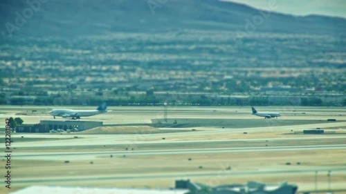 A wide angle view of McCarran airport in Las Vegas, NV using spot focus. Focal point is just below center.