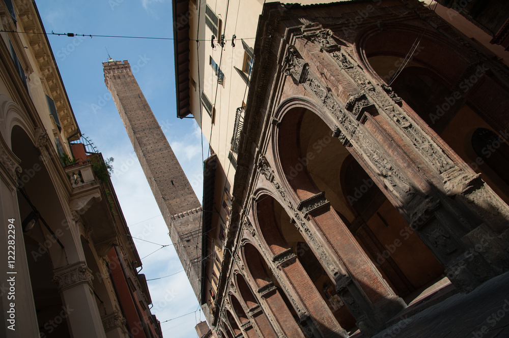The Asinelli Tower from Strada Maggiore, Bologna