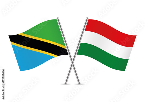 Tanzania and Hungary flags. Vector illustration.