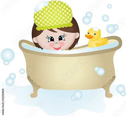 Little girl taking a bath
