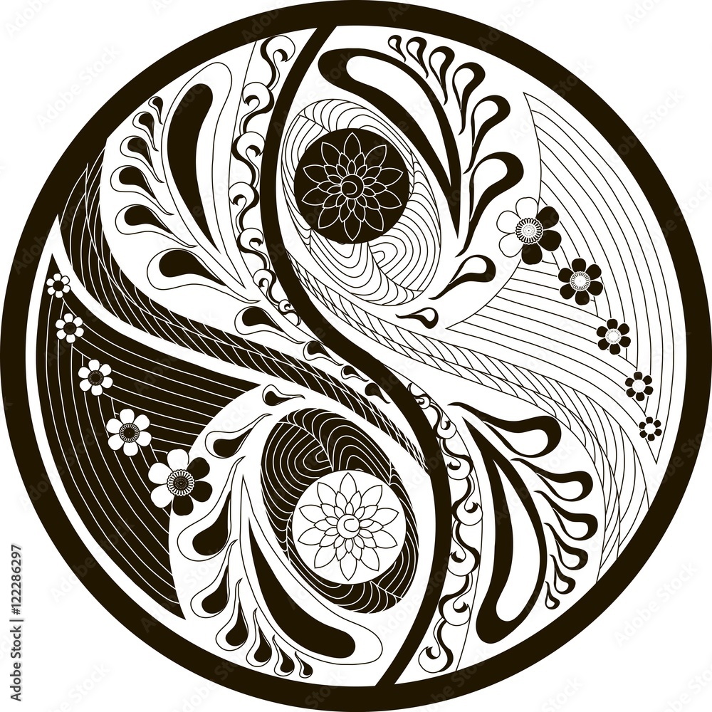 Yin Yang Symbol Black And White Vector Illustration Stock Vector 