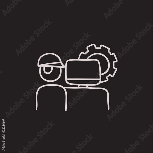 Computerized production sketch icon.