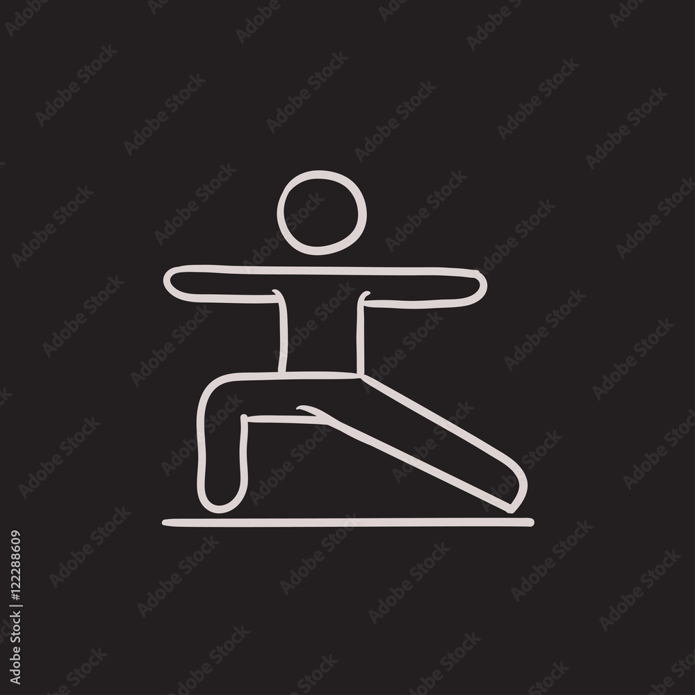 Man practicing yoga sketch icon. Man practicing yoga sketch icon.