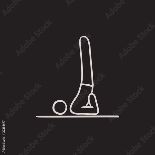 Man practicing yoga sketch icon.