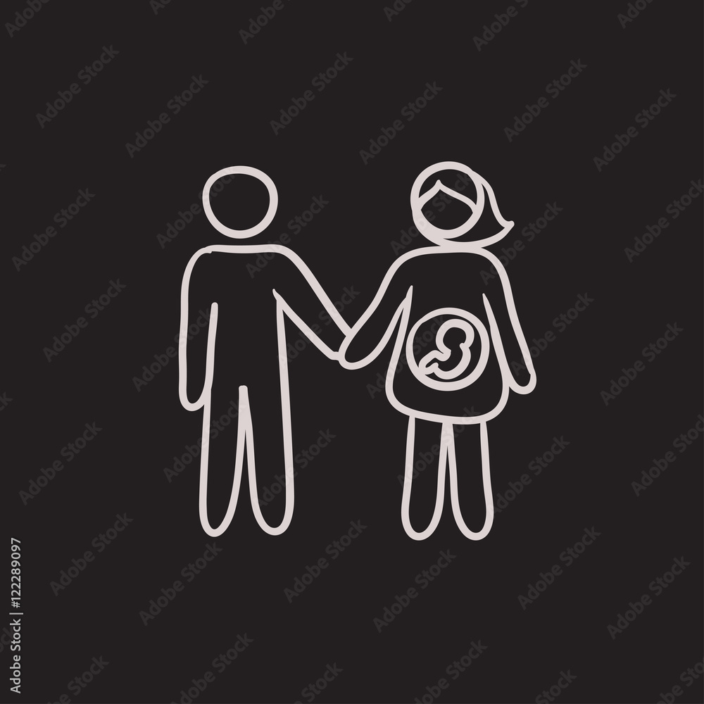 Husband with pregnant wife sketch icon. Husband with pregnant wife sketch icon.