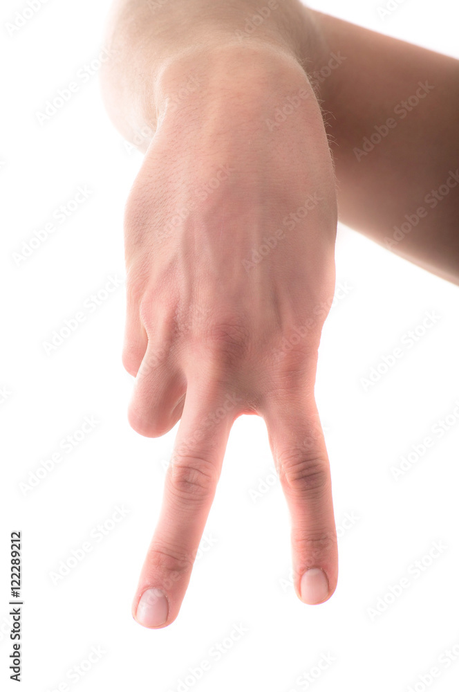 Letter 'ñ' in sign language, on a white background Letter 'ñ' in sign language, on a white background