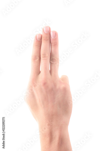 Letter 'P' in sign language, on a white background