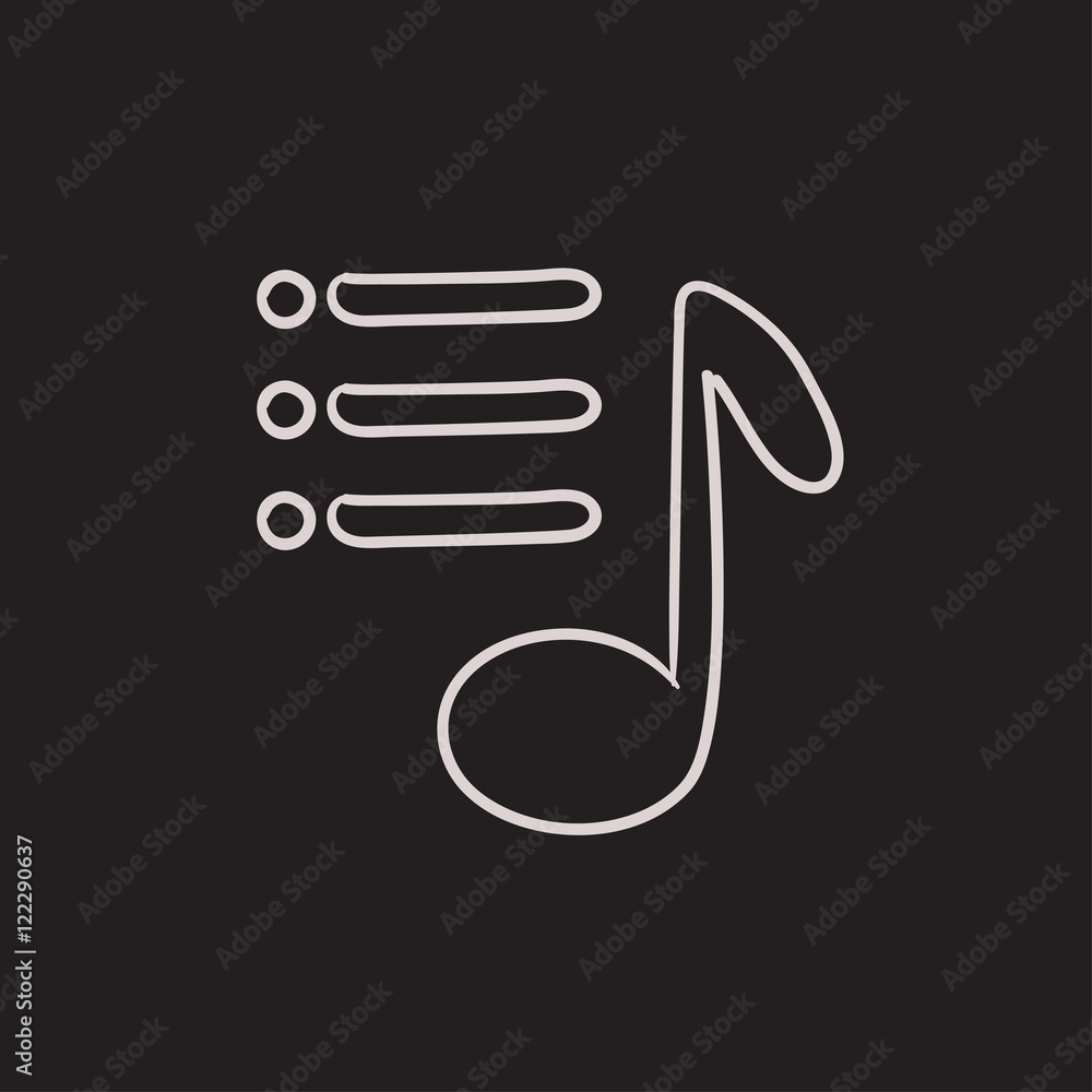 Musical note sketch icon. Musical note sketch icon.