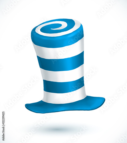 Blue and white colors striped realistic vector carnival hat