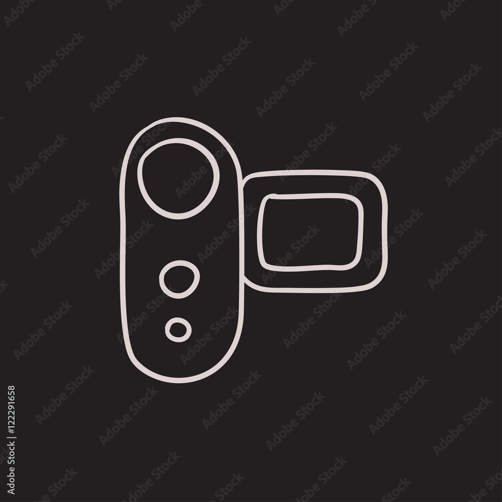 Digital video camera sketch icon.