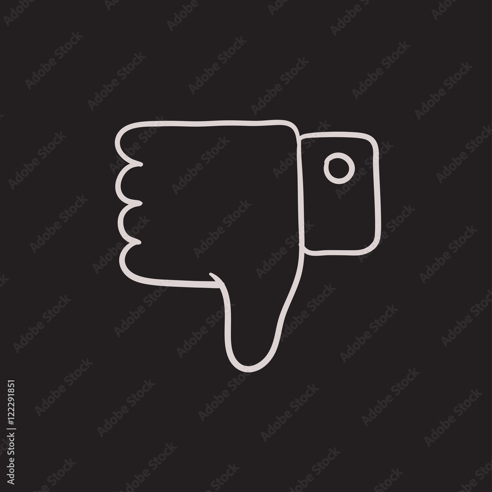 Thumb down hand sign sketch icon. Thumb down hand sign sketch icon.