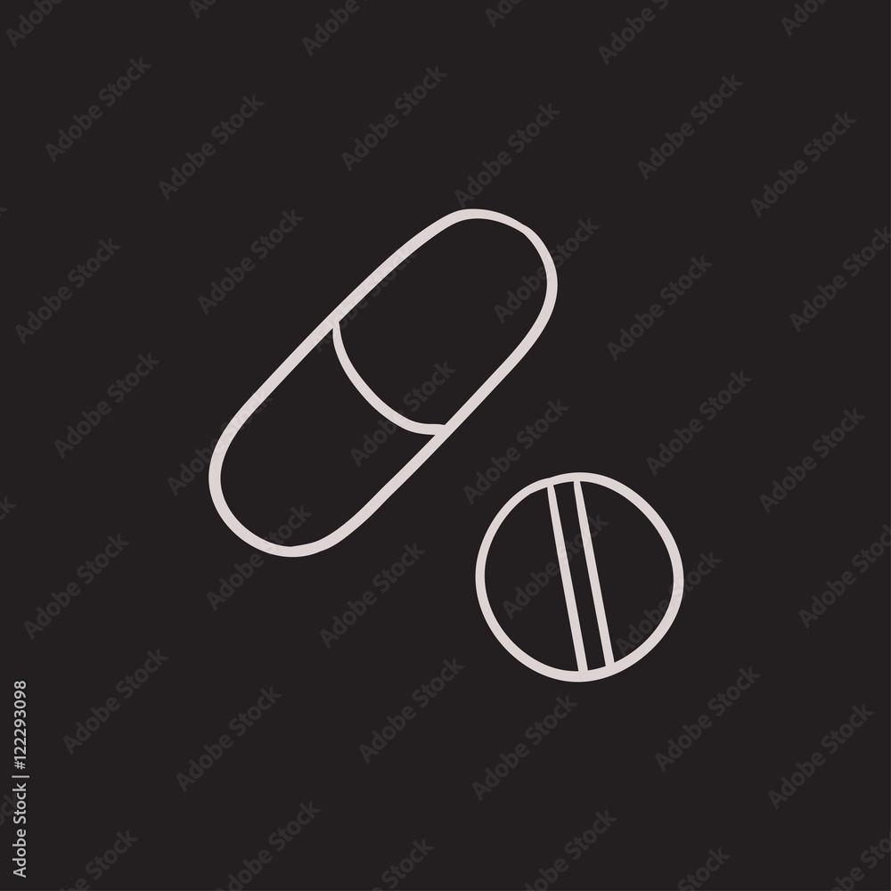 Pills sketch icon. Pills sketch icon.