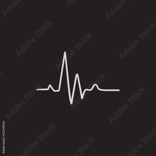 Heart beat cardiogram sketch icon.
