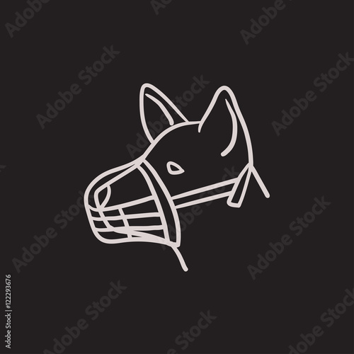 Dog with muzzle sketch icon.