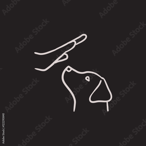 Dog training sketch icon.