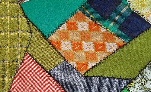retro crazy quilt patchwork upholstery fabric