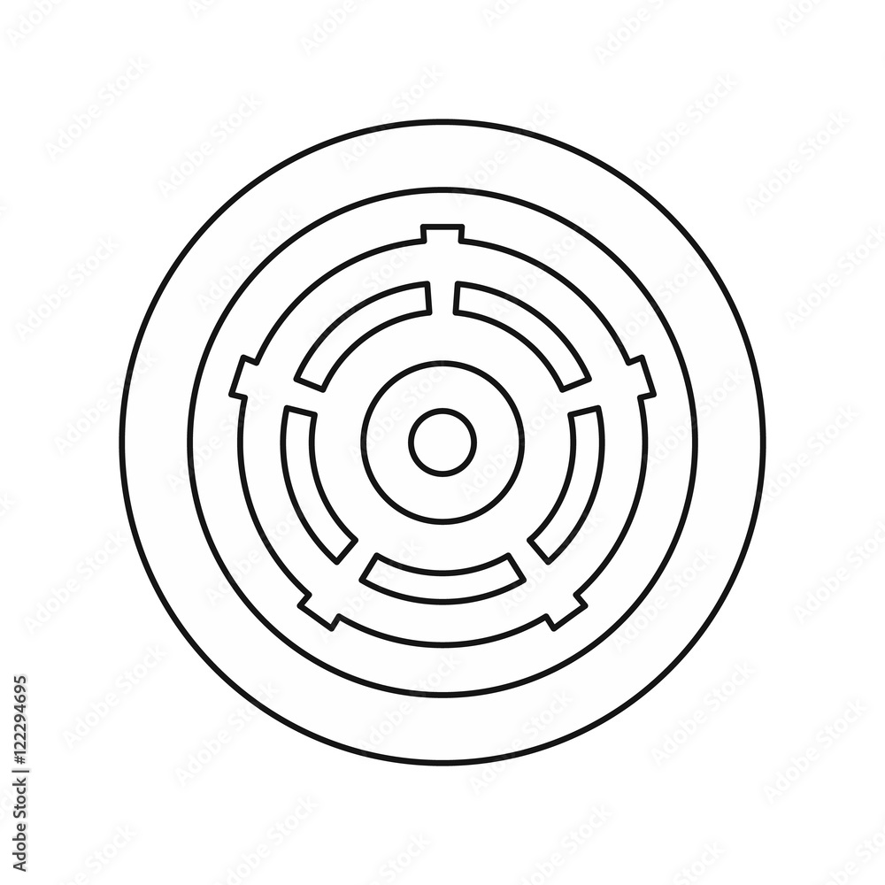 Car wheel icon in outline style isolated on white background vector illustration Car wheel icon in outline style isolated on white background vector illustration