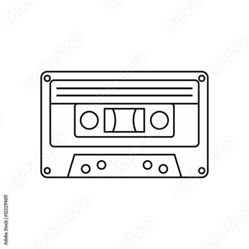 Audio cassette icon in outline style isolated on white background vector illustration