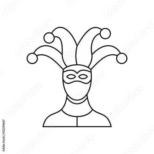 Jester icon in outline style isolated on white background vector illustration