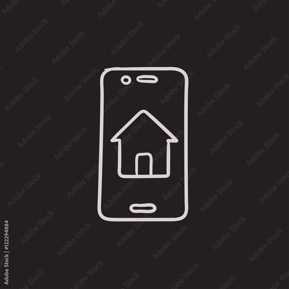 Property search on mobile device sketch icon. Property search on mobile device sketch icon.