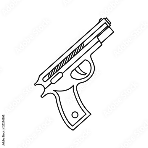 Pistol gun icon in outline style isolated on white background vector illustration