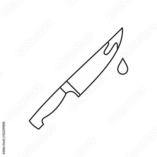 Knife crime weapon icon in outline style isolated on white background vector illustration