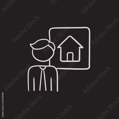 Real estate agent sketch icon. © Visual Generation