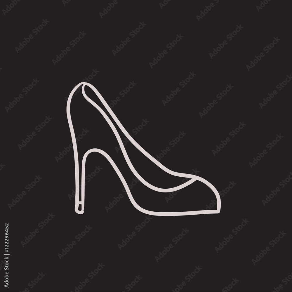 Heel shoe sketch icon. Heel shoe sketch icon.