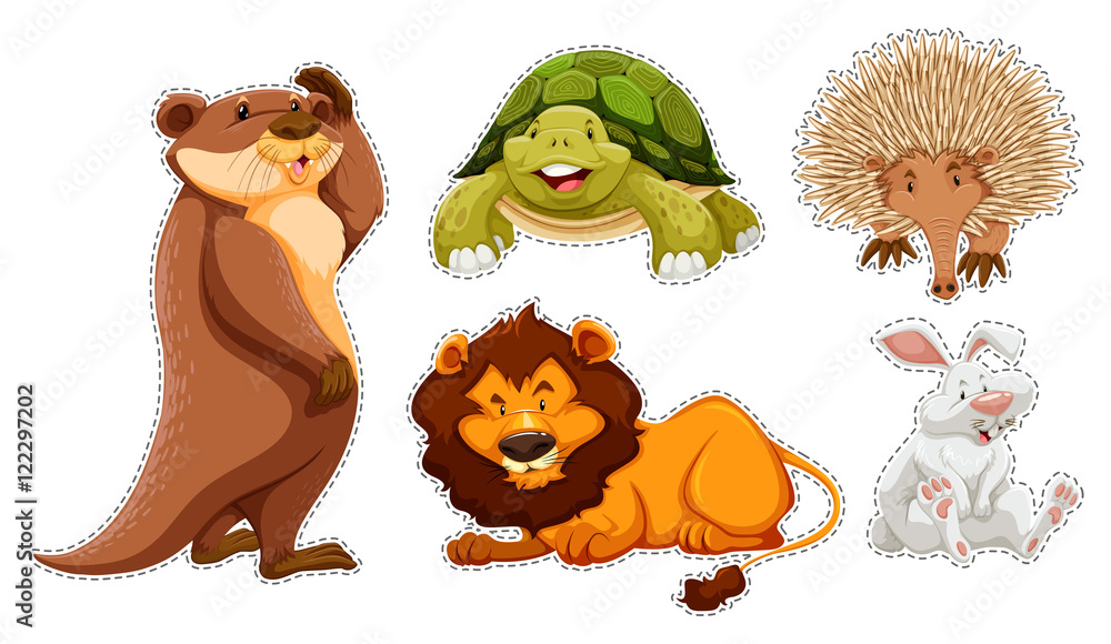 Obraz premium Sticker set of many wildlife