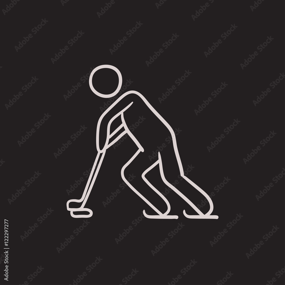Hockey player sketch icon. Hockey player sketch icon.