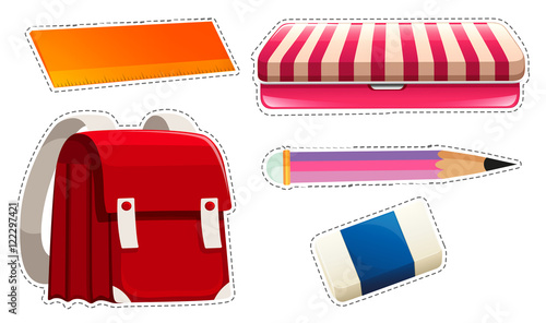 Sticker set with school materials