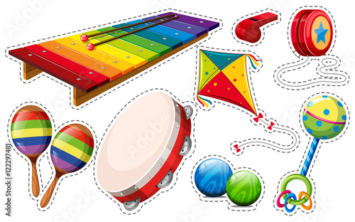 Sticker set of musical instrument and toys