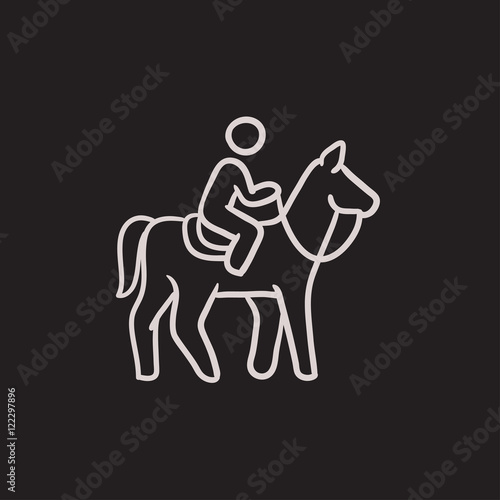 Horse riding sketch icon.