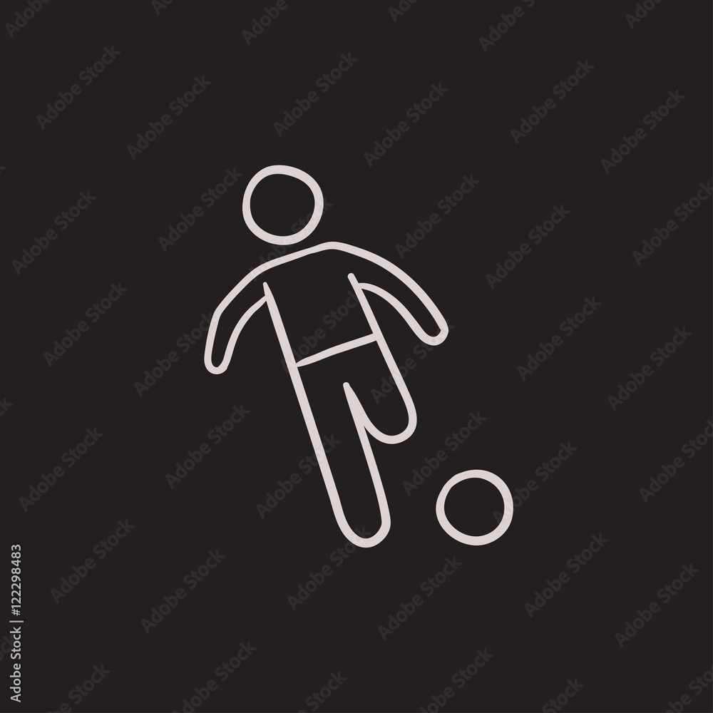 Obraz premium Soccer player with ball sketch icon.