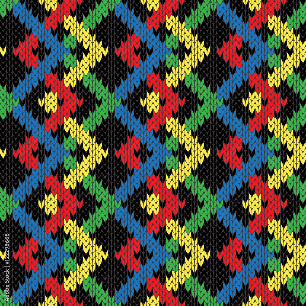 Seamless zigzag knitting blanket in bright colors Seamless zigzag knitting blanket in bright colors