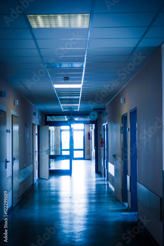 corridor in hospital. hospital hallway. hospital interior