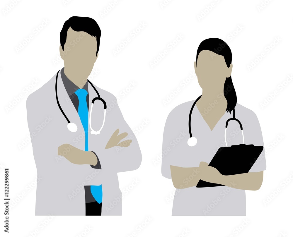 Female and Male Doctor Silhouettes, illustration art vector design Female and Male Doctor Silhouettes, illustration art vector design
