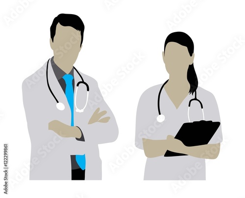 Female and Male Doctor Silhouettes, illustration art vector design