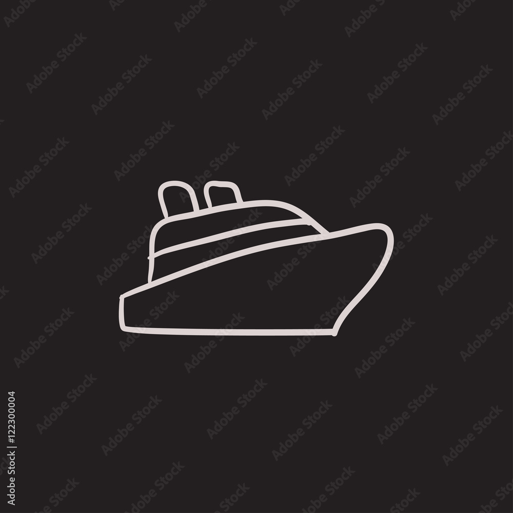 Cruise ship sketch icon.