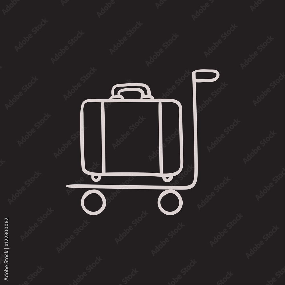 Luggage on trolley sketch icon. Luggage on trolley sketch icon.
