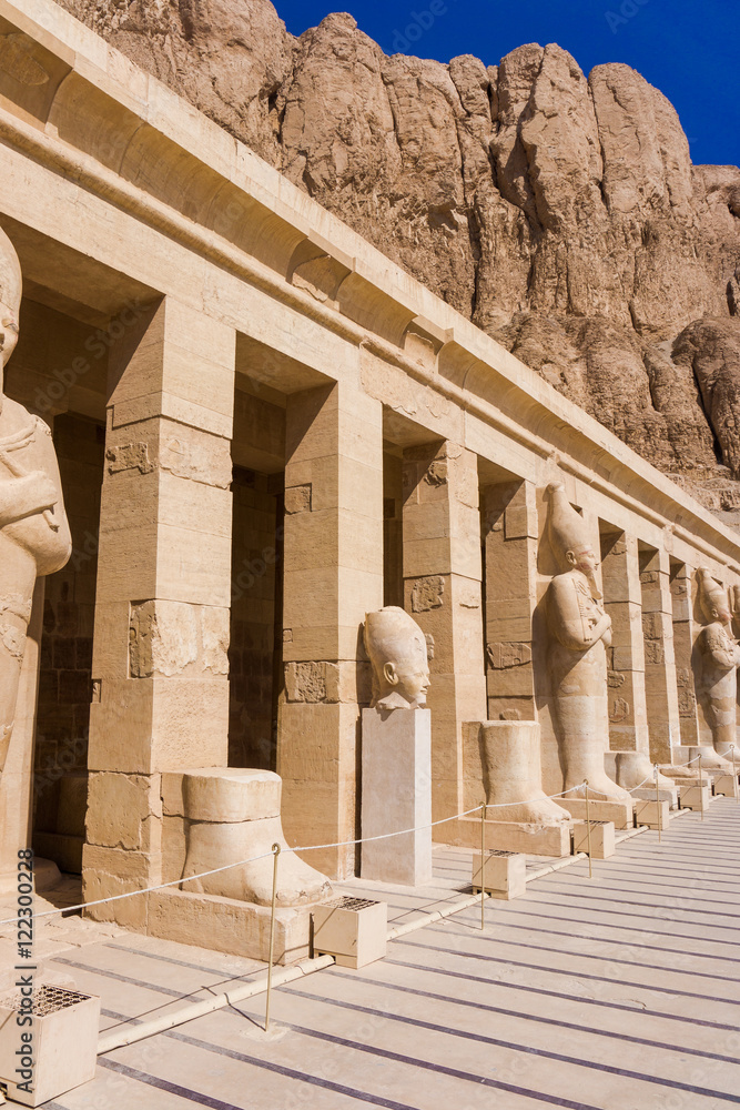 Fototapeta premium The temple of Hatshepsut near Luxor in Egypt. Statues on facade
