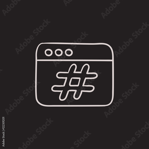 Browser window with hashtag sketch icon.
