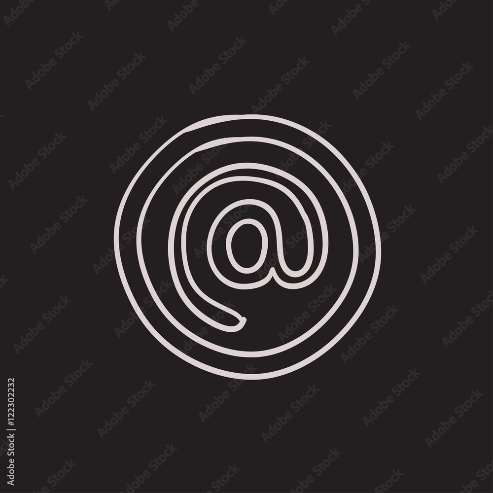 At sign sketch icon. At sign sketch icon.