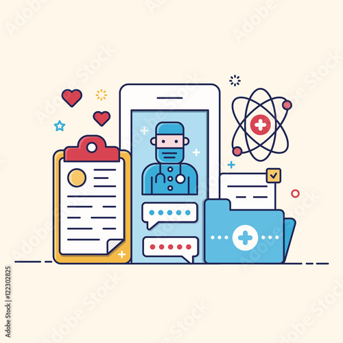 Mobile medicare , illustration concept.