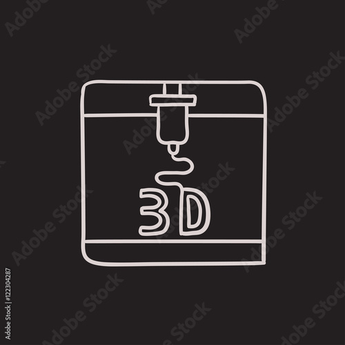 Tree D printing sketch icon.